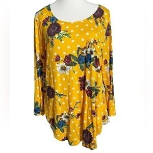 Workshop Republic Clothing Yellow Polka Dot with Floral Print Blouse